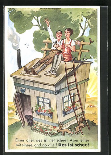Cartolina coppia che - cartolina, canta