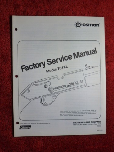 Crosman 761xl manuale - crosman,