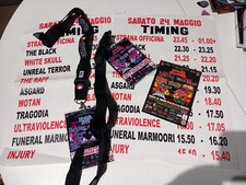 2 PASS ACCIAIO ITALIANO 4 + poster orari concerto, STRANA OFFICINA, THE BLACK...
