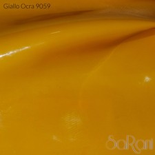 Tessuto Ecopelle 1/2 Metro Lucida Liscia Vernice Finta Pelle Giallo Ocra Divano 