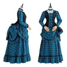 Abito vittoriano blu a quadri