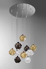 Lampadario a sospensione classico con vetro cromato colorato