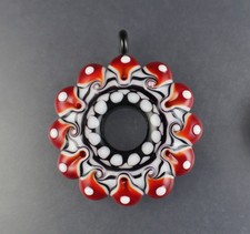 Ciondolo perle focali mandal corrente rossa vetro lavorato a mano Leah Nietz SRA N39