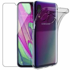 COVER CUSTODIA + PELLICOLA VETRO TEMPERATO PER SAMSUNG A40 A 40 TRASPARENTE 