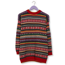 Maglione Vintage rosso a righe