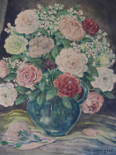 Clemens Spengler (1903 Monaco di Baviera -) acquerello originale fiori natura morta (09)