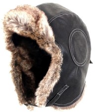 Nero Aviatore Pelle Ushanka -