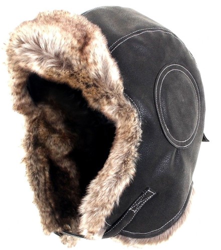 Nero aviatore pelle ushanka - pelle,