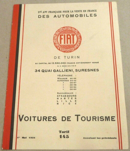 1931 fiat tarifs 514 - 521, 522