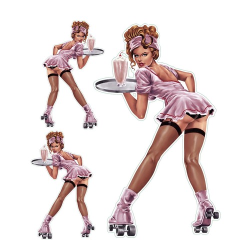 Set adesivi skater pin girl - set,