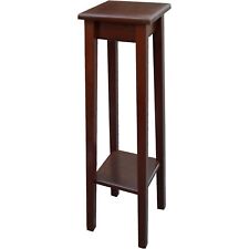 Colonnina Alzata Piedistallo in Legno Noce a 2 Piani Tavolino Alto 24×24×77h cm