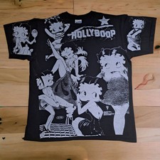 Betty Boop t shirt HOLLYBOOP cartone animato stile vintage taglia XL ristampa nero 002