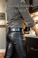 Pantalone pelle nero uomo