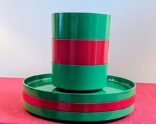 HELLER Massimo Vignelli 3 piatti e 3 ciotole rosso e verde