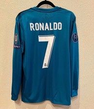 Terza maglia manica lunga Real Madrid 2017/18 #7 Ronaldo UCL toppe maglia blu