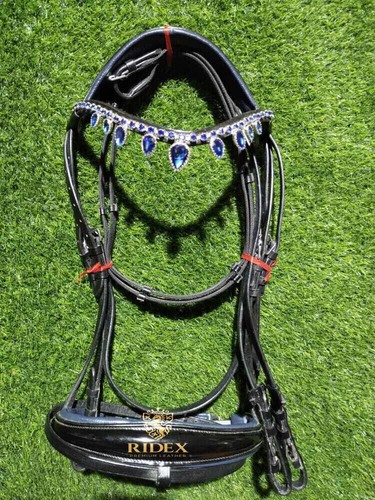 Dressage briglia pelle blu - briglia,