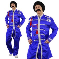COSTUME UOMO SERGENTE BLU PEPE ANNI 60 INGLESE RAGAZZO ROCK BAND OUTFIT ABITO FANTASIA
