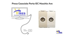 Presa Coassiale Tv con Porta Utente IEC Maschio Bianco Beige Ave 441096/9096IM