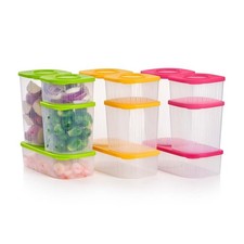 Tupperware Fresh N Cool Contenitore Alimenti Set 12 Piccolo Medio Grande Rettangolare Nuovo
