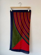 Sciarpa Roberta di Camerino Rosso, Verde e Blu Righe Poliestere Pre Owned