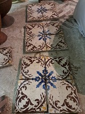 13 Mattonella Antica  Piastrella Riggiola Maiolica epoca antica  Vintage Quadro