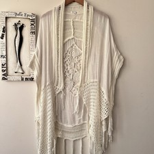 Kimono panna boho uncinetto