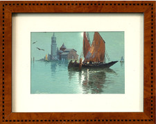 SAVERIO SEASSARO (Genova 1917 – 2016) Quadro Dipinto OLIO Marina VENEZIA Cornice