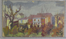 PICCOLO QUADRO VINTAGE DIPINTO VEDUTA CITTADINA DEL MODENESE PITTORE LOCALE P12