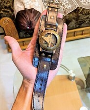 Orologio da polso meridiana in ottone bussola marina da collezione nautica ma...