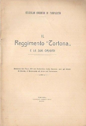 Reggimento tortona sue - tortona, origini