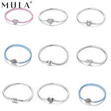 Bracciale Charm Originale Argento 925 Placcato AAA ZIRCONI Cuore Stelle Chiusura Gioielli Donna