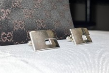 Autentici gemelli Gucci logo G quadrati grandi SV925 argento sterling
