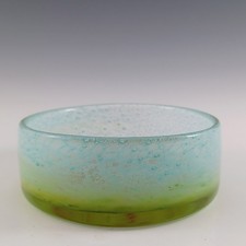 FIRMATO #L1462/7 Ekenas ciotola di vetro blu e verde di John-Orwar Lake