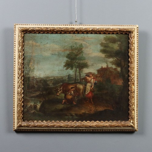 Dipinto antico paesaggio con - dipinto,