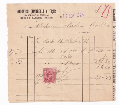 Fattura borgo lorenzo - borgo, s.
