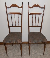 COPPIA 2 SEDIE TRONO DA CAMERA INGRESSO RETRO VINTAGE ANNI 60 LEGNO MODERNARIATO