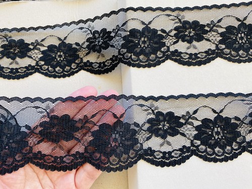 Bordo pizzo floreale nero 3 - bordo,