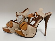 Sandali tacco alto e plateau colore corda e marrone - 36  tacco 13 cm