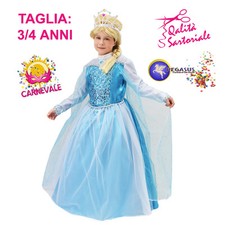 COSTUME VESTITO DI CARNEVALE PRINCIPESSA FROZEN ELSA REGINA GHIACCIO 3/4 ANNI
