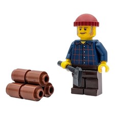 LEGO minifigure taglialegna camicia cappello ascia tronchi foresta fattoria