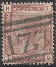 GB 1879  One Penny  Venezian Red  SG166   Annullo postale Scozzese