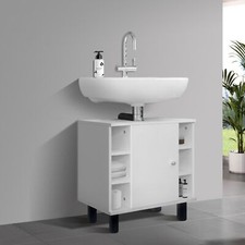 Mobiletto base sottolavabo armadio lavandino con 6 ripiani da bagno 60x54x32cm