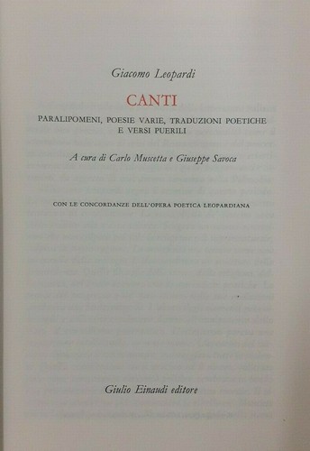 Leopardi canti parnaso - leopardi,