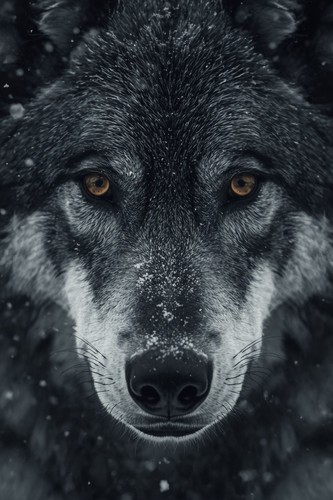 Poster lupo bianco nero - lupo, e