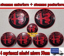 KIT FREGIO STEMMA ALFA ROMEO MITO 147 GIULIETTA  156 GT LOGO ROSSO 7 PEZZI