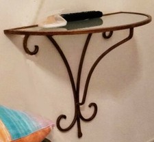 coppia comodini (Comodino)  in ferro pieno forgiato a amano con piano in vetro