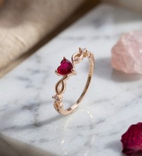 Anello Cuore Rosso Rubino -