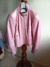 Giubbotto moto donna Alpinestars in pelle. Con protezioni. Colore rosa antico.