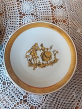 6 Piatti Piani Porcellana Bavaria Tirschenreuth Vintage Bordo Oro Zecchino