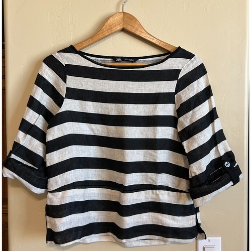 Top zara righe 100 lino - zara,